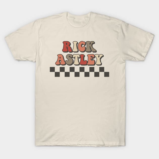 Rick Astley Checkered Retro Groovy Style T-Shirt by Lucas Bearmonster